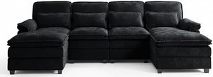 112" U-Shaped Modular Sectional Sofa with Double Chaise