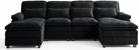 112" U-Shaped Modular Sectional Sofa with Double Chaise