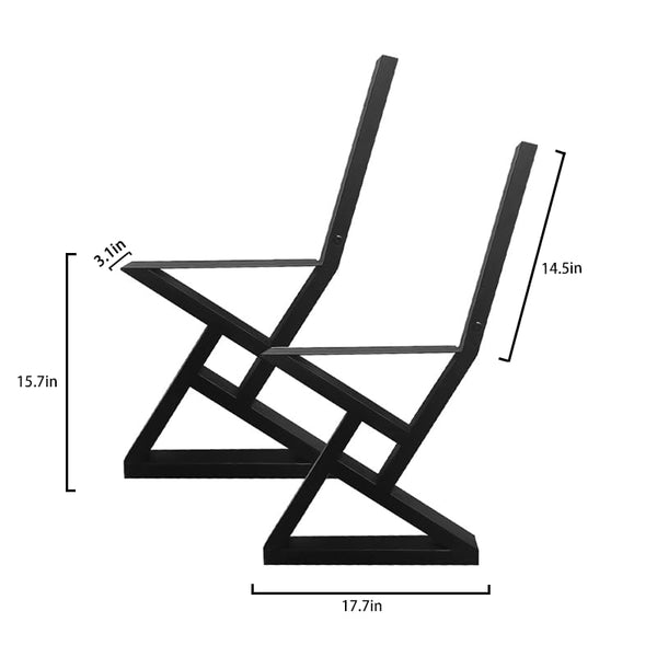 16 Inch Metal Bench Legs with Backrest Bracket – Set of 2