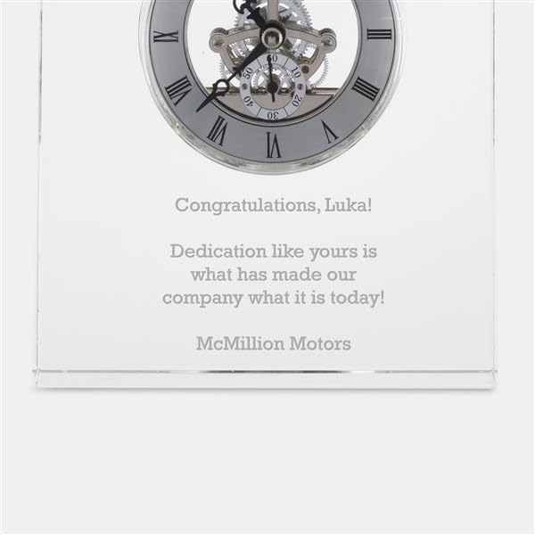 Engraved Crystal Skeleton Desk Clock with Personalization