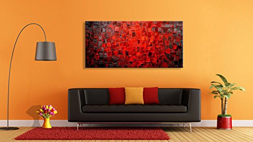 Red Abstract Canvas Wall Art – Framed Oil Painting