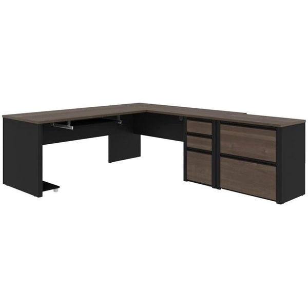 5-Piece L-Shaped Office Desk Set with Lateral Filing Cabinet