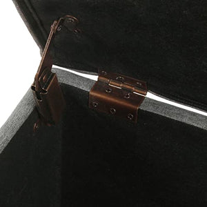 Grey Storage Ottoman with Hinged Lid & Wood Legs
