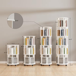 Rotating Bookshelf Tower with Wheels