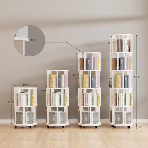 Rotating Bookshelf Tower with Wheels