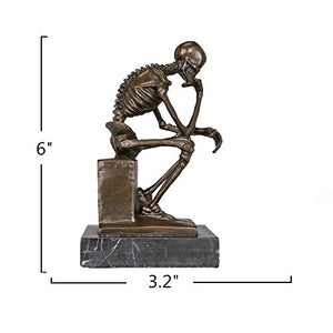 Bronze Skeleton Thinker Statue