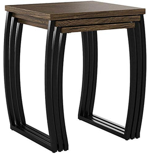Nesting End Tables Set of 3, Rustic Wood & Metal