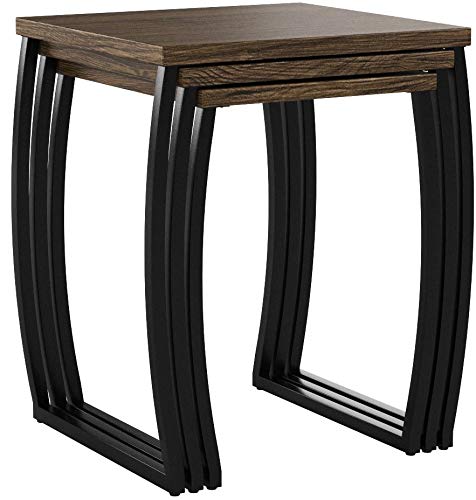 Nesting End Tables Set of 3, Rustic Wood & Metal