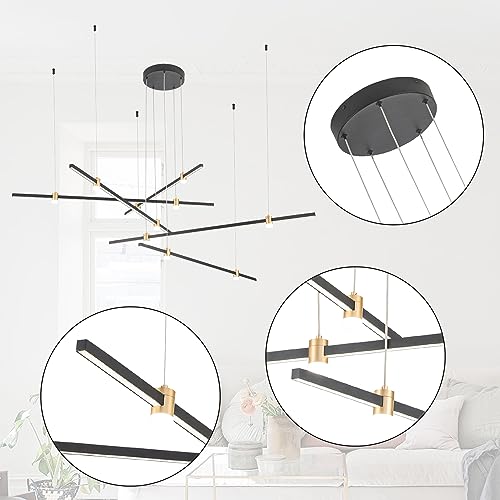 Dimmable LED Chandelier 5-Light Linear Sputnik Pendant