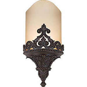 1-Light Wall Sconce – Aged Bronze with Amber Mist Glass