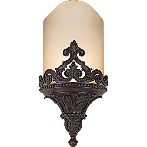 1-Light Wall Sconce – Aged Bronze with Amber Mist Glass