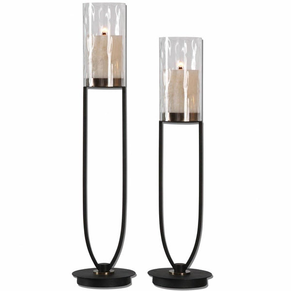 Tall Iron Candle Holders Set of 2 – Matte Black & Coffee Bronze