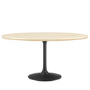 60" Oval Artificial Travertine Dining Table with Pedestal Base