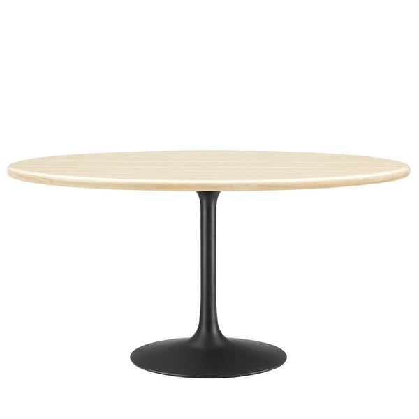 60" Oval Artificial Travertine Dining Table with Pedestal Base