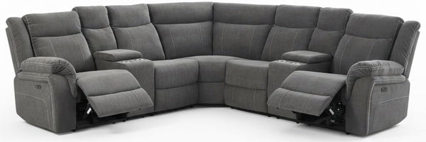 Power Reclining Sectional Sofa with USB Port & Console Storage