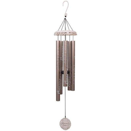 Amazing Grace Wind Chime — 40" Vintage White Metal
