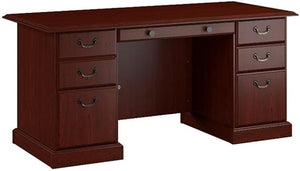 L-Shaped Executive Desk with Drawers & Keyboard Tray – Harvest Cherry