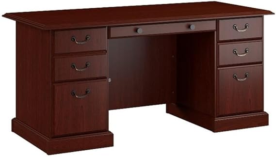 L-Shaped Executive Desk with Drawers & Keyboard Tray – Harvest Cherry
