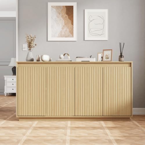 59" Fluted Sideboard Cabinet with Charging Station