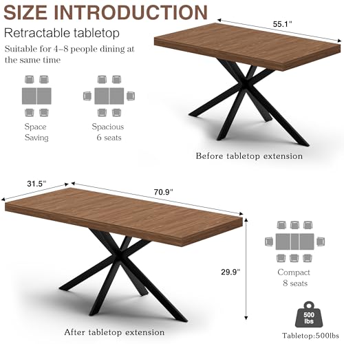 Extendable Dining Table with Hidden Leaf & Storage