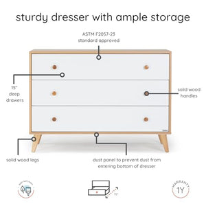 3-Drawer Kids Dresser with Anti-Tip Safety & Ball-Bearing Glides