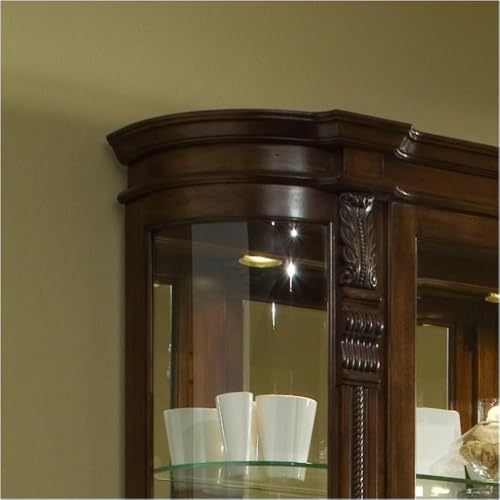 Curved End Curio Cabinet with Lighted Interior