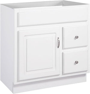 30-Inch Solid Wood Bathroom Vanity Cabinet – White, Ready to Assemble