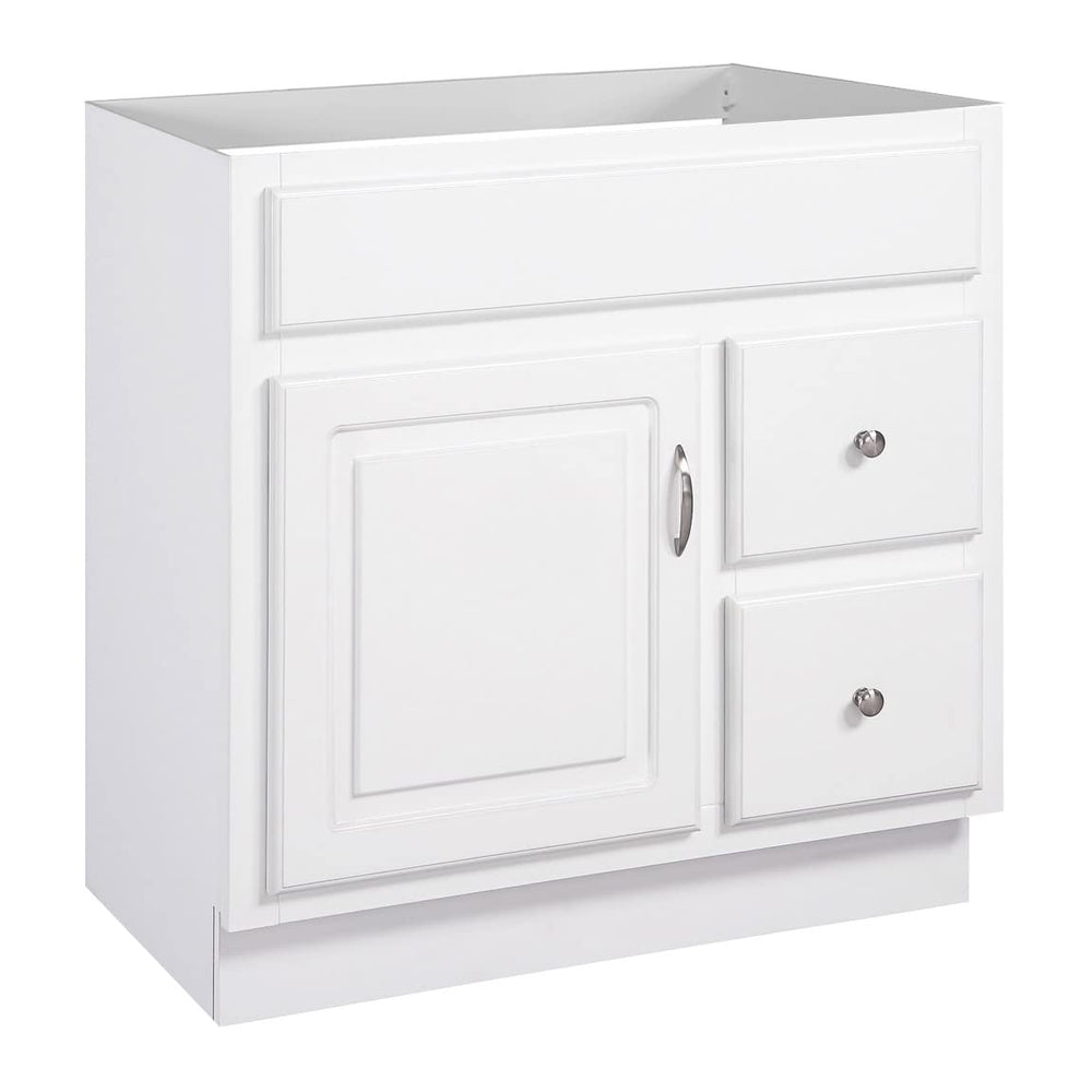 30-Inch Solid Wood Bathroom Vanity Cabinet – White, Ready to Assemble