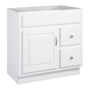 30-Inch Solid Wood Bathroom Vanity Cabinet – White, Ready to Assemble
