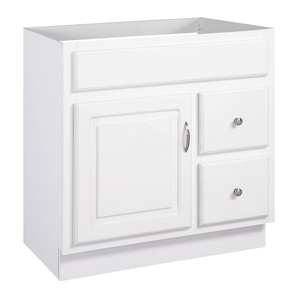 30-Inch Solid Wood Bathroom Vanity Cabinet – White, Ready to Assemble