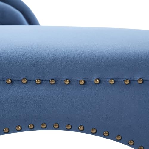 Mid-Century Velvet Chaise Lounge with Scrolled Backrest