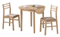 3-Piece Drop Leaf Dining Set with Cushioned Chairs