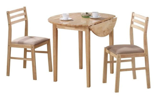 3-Piece Drop Leaf Dining Set with Cushioned Chairs
