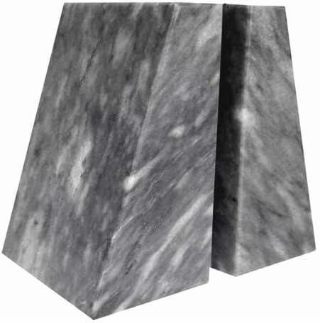 Gray Marble Bookends – Polished Stone Triangular Book Supports