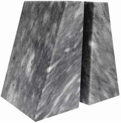 Gray Marble Bookends – Polished Stone Triangular Book Supports