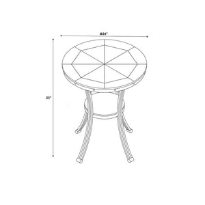 Round Wood & Metal End Table with Shelf