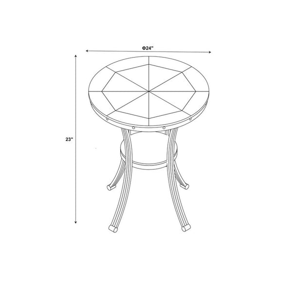 Round Wood & Metal End Table with Shelf