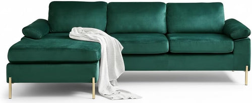 101" L-Shaped Velvet Sectional Sofa with Chaise