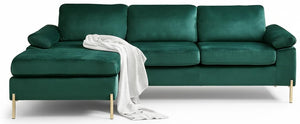 101" L-Shaped Velvet Sectional Sofa with Chaise