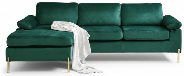 101" L-Shaped Velvet Sectional Sofa with Chaise