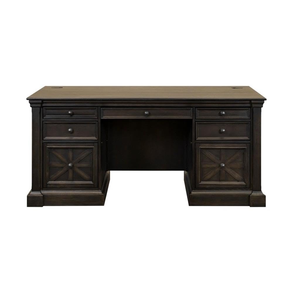 66" Wood Double Pedestal Executive Desk – Dark Brown