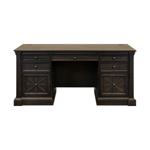 66" Wood Double Pedestal Executive Desk – Dark Brown