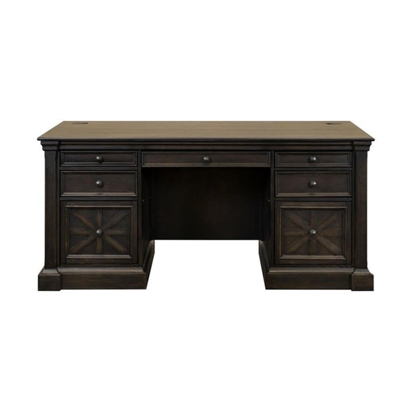 66" Wood Double Pedestal Executive Desk – Dark Brown