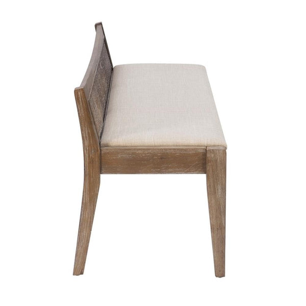 Transitional Wood Bench with Woven Cane Back