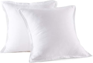 Washed Linen Euro Pillow Shams Set of 2 – 26x26 Ruffled Style