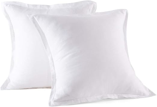 Washed Linen Euro Pillow Shams Set of 2 – 26x26 Ruffled Style