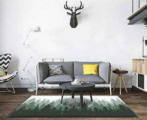 Forest Print Indoor Outdoor Area Rug – Non-Slip Polyester Floor Carpet