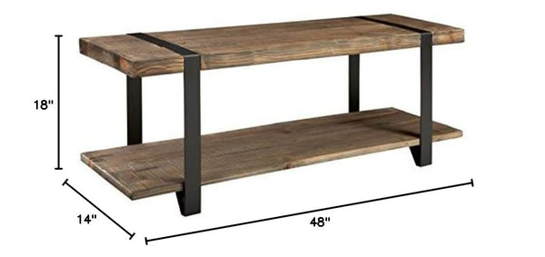 48-Inch Solid Wood Entryway Bench with Storage Shelf