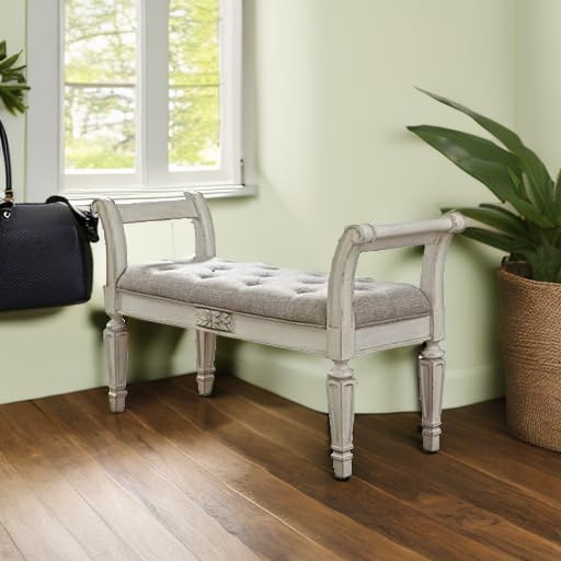 Tufted Accent Bench with Scrolled Arms