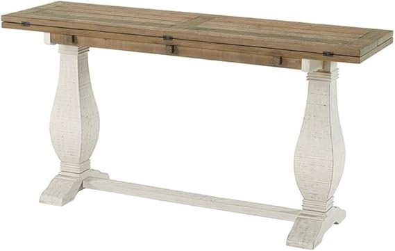 Farmhouse Flip-Top Console Dining Table – Solid Pine Wood
